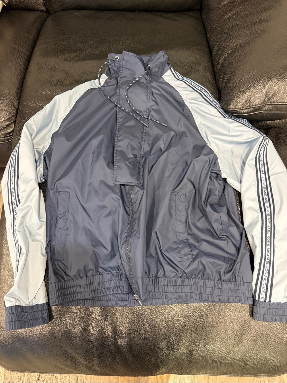 Michael Kors Navy and Light Gray Bomber Jacket